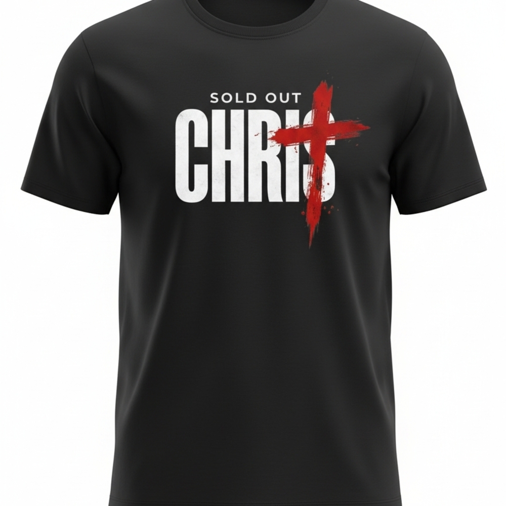 Gildan Black Tee with Red and White Graphic